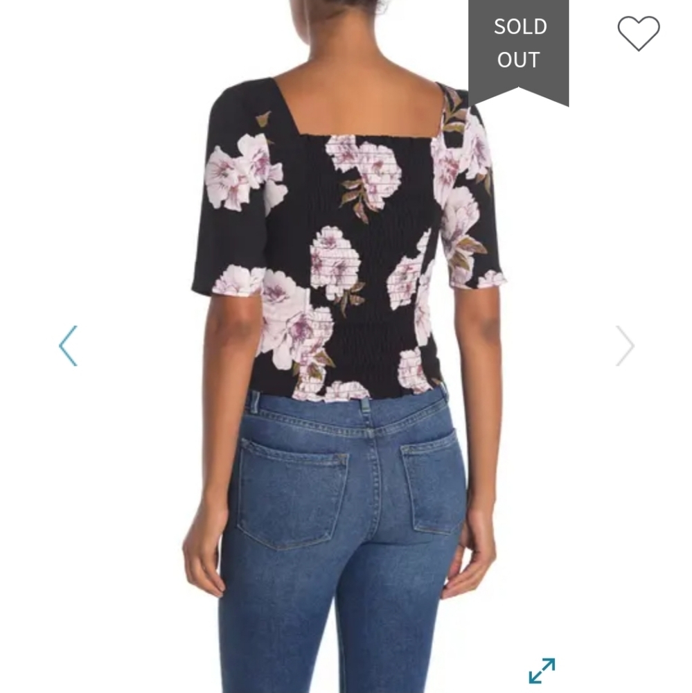 Free Press NWT floral top square neck, smocked, XS - Picture 6 of 8